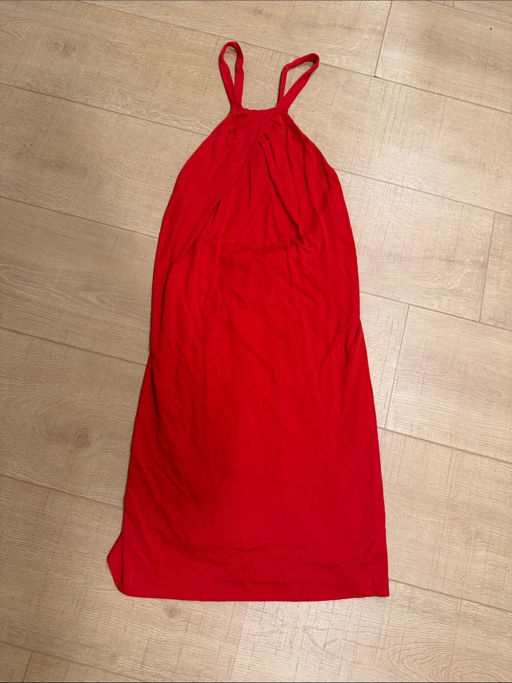 Diane Von Furstenberg Vintage Red Halter Midi Dress with Open Back